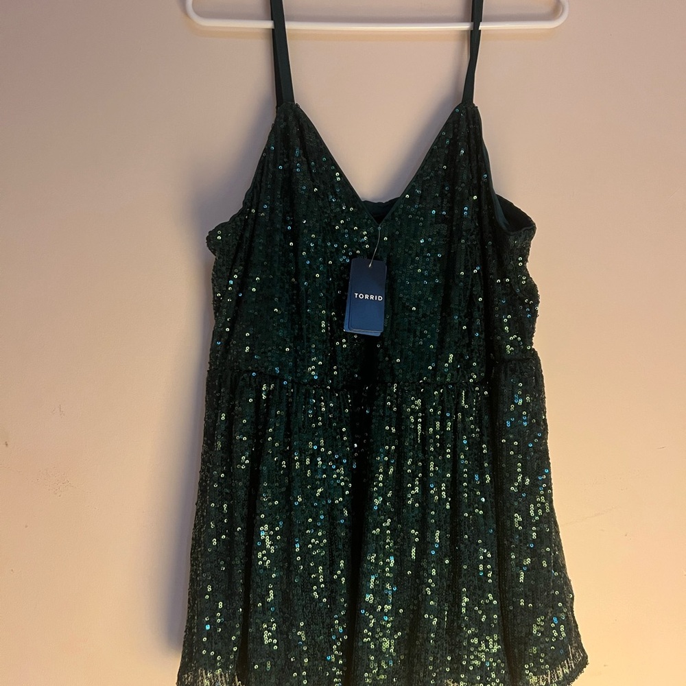 Torrid Shimmering Teal Sequin Top